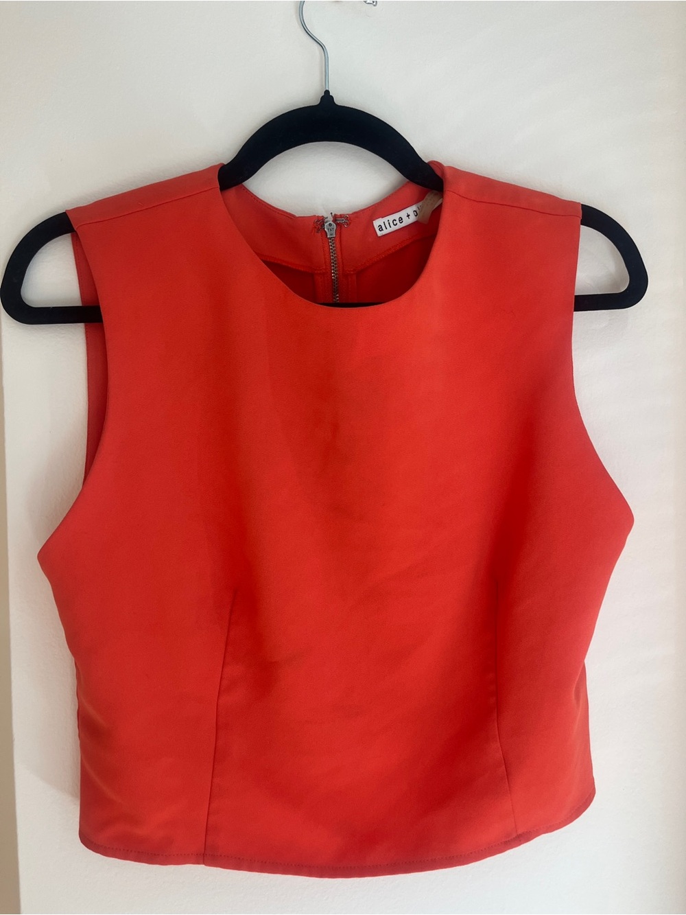 Alice + Olivia Bold Red Sleeveless Boxy Crop Top